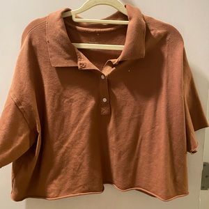 Aerie Terracotta cropped button down - size medium